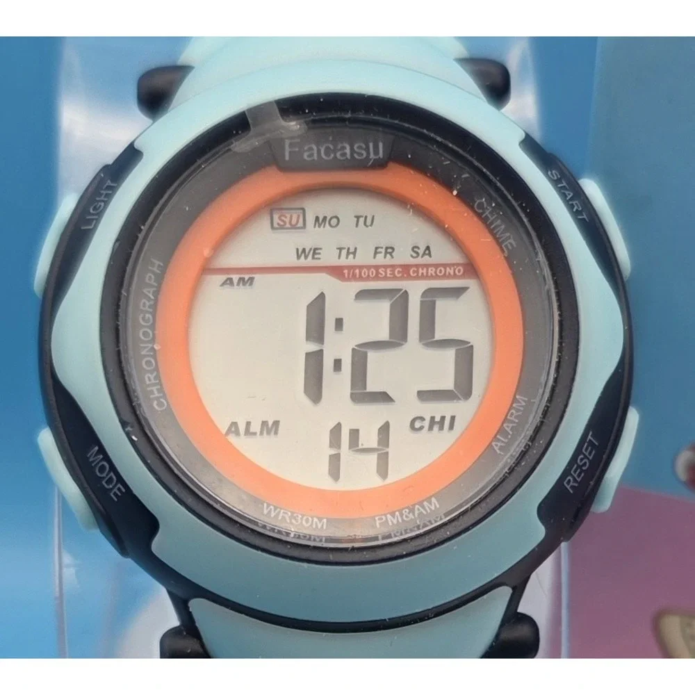 New Facasu Kids Digital Watch for Girls/Boys Waterproof Colorful Light UP #0269